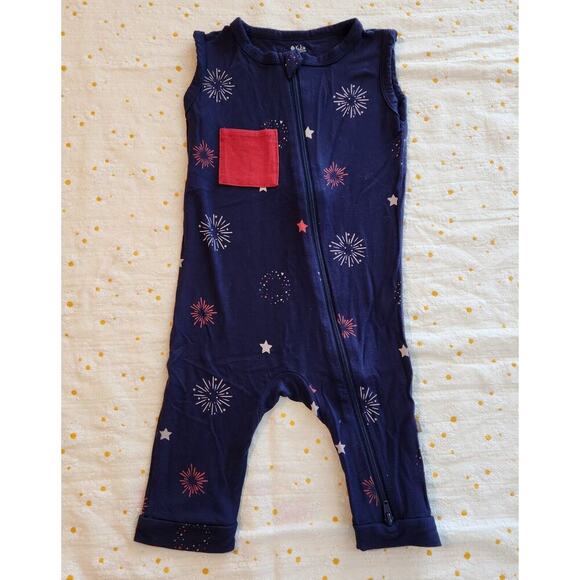 Kyte Baby Sleeper firework zipper romper Sleeveless Unisex size 12-18m July‎ 4th - Picture 1 of 3